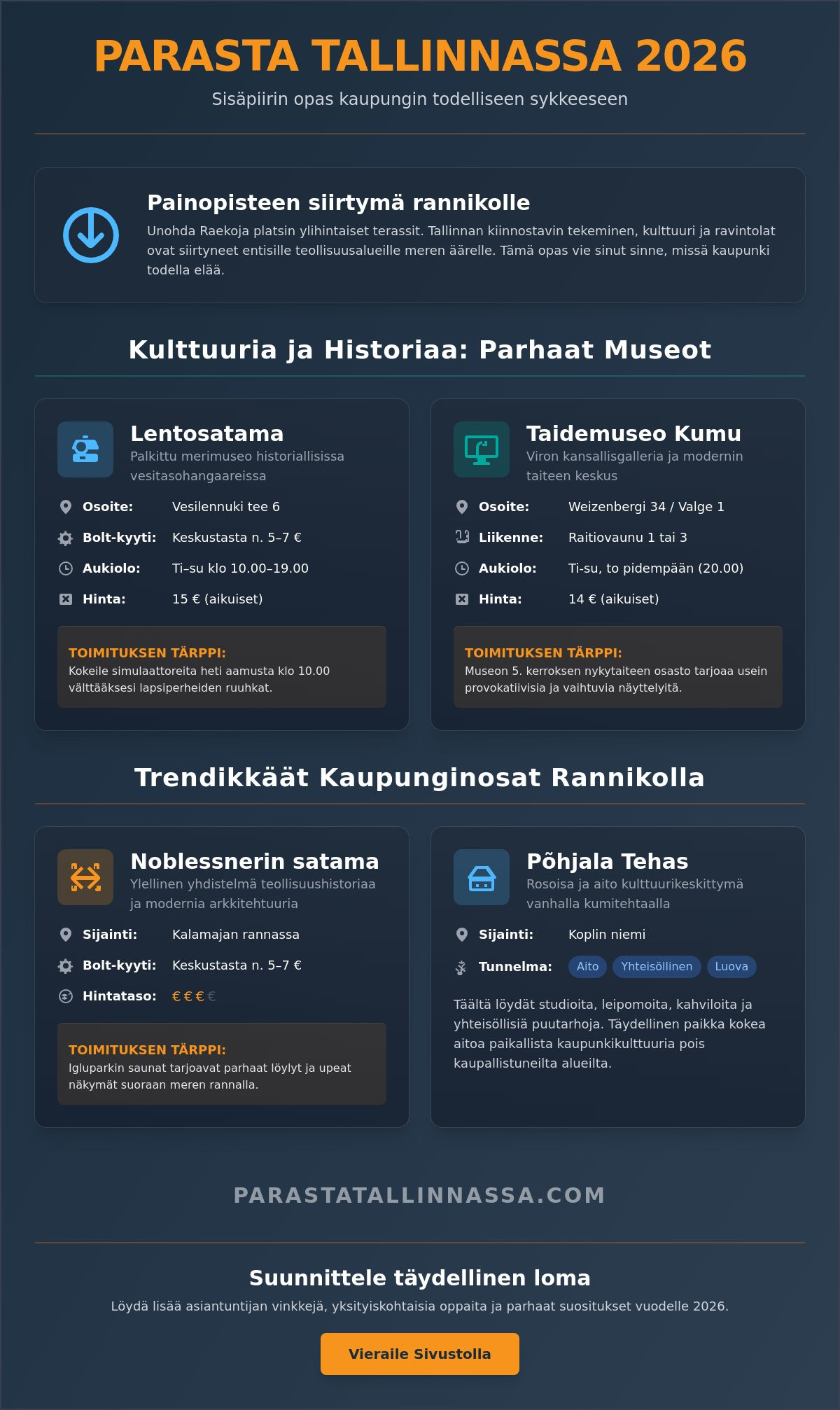 Tallinna tekemistä 2026: Paikallisen asiantuntijan suositukset laadukkaaseen lomaan
